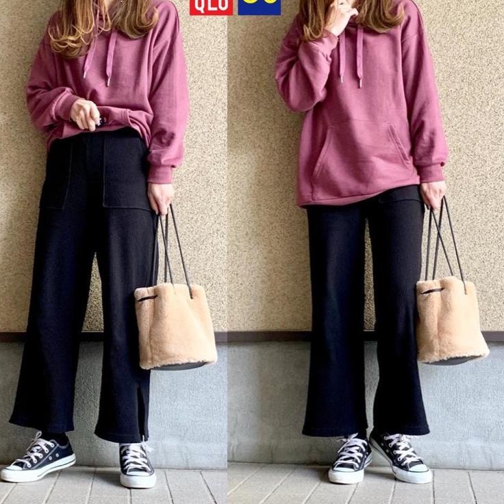 Harga Termurah Uniqlo Ribbed Wide Pants with Slit