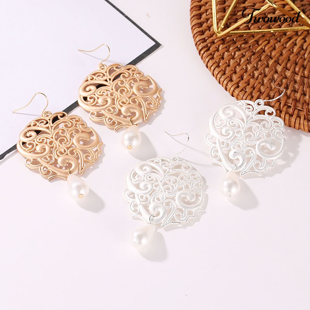 Anting Mutiara Imitasi Bentuk Water Drop Geometris Untuk Wanita