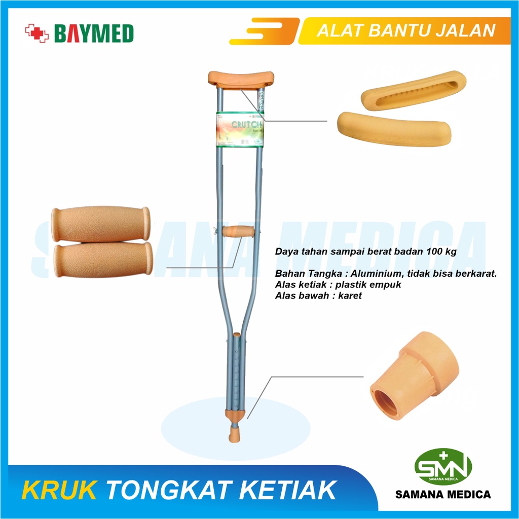 Tongkat Ketiak Merk BAYMED Tongkat Kruk Alat Bantu Jalan MURAH Promo Murah Harga per BIJI