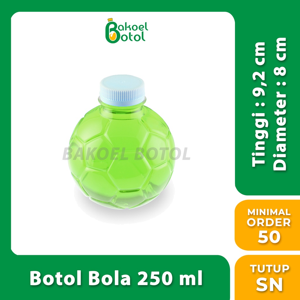Botol Bola 250 ml (MINIMAL 50 PCS) / Botol Plastik 250 ml Murah Surabaya / Botol Plastik Kekinian