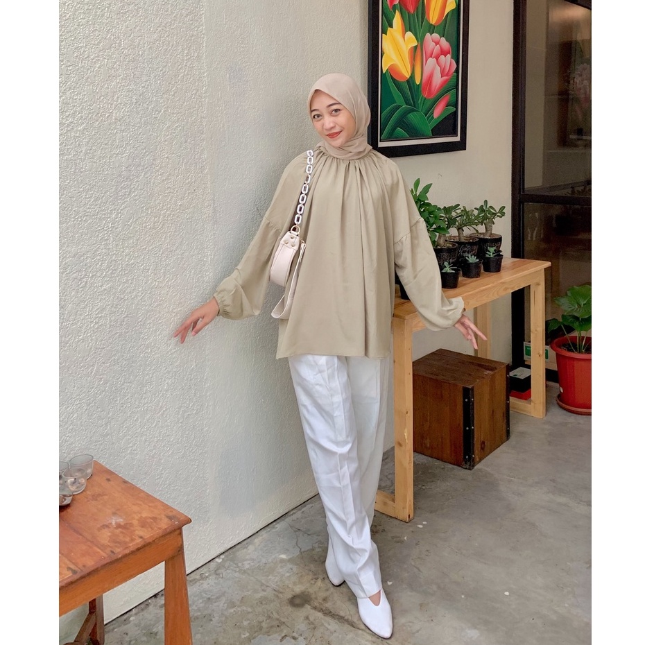 MIKHA BLOUSE OBLONG KRINKLE POLOS PREMIUM SHIRT B546 CO