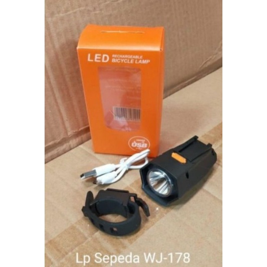 WJ-718 Lampu Led Senter Depan Sepeda Cas Rechargeable Waterproof