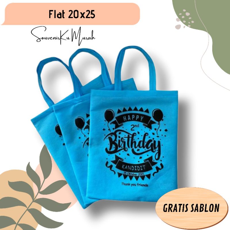 

Tas Spunbond Souvenir Ulang Tahun Anak Wadah Snack Muat Banyak Gratis Sablon