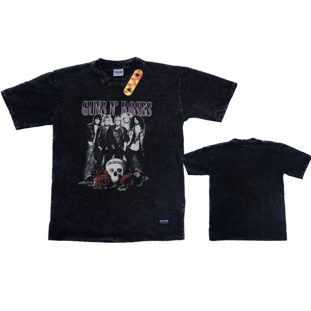 Distro baju kaos pria /T-shirt hitam "GUNS N' ROSES" BUCKS&COW