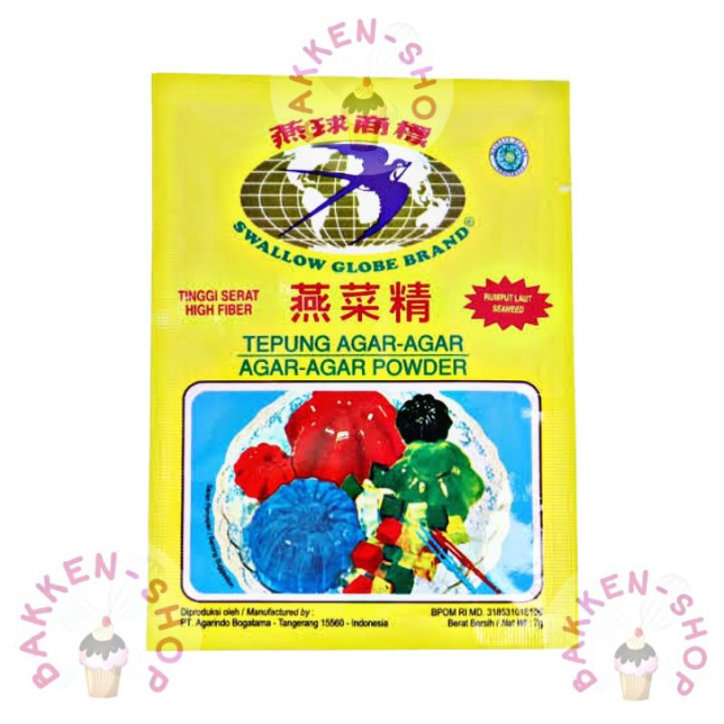 

Agar Agar Swallow Globe Plain/Putih Transparan 7gr