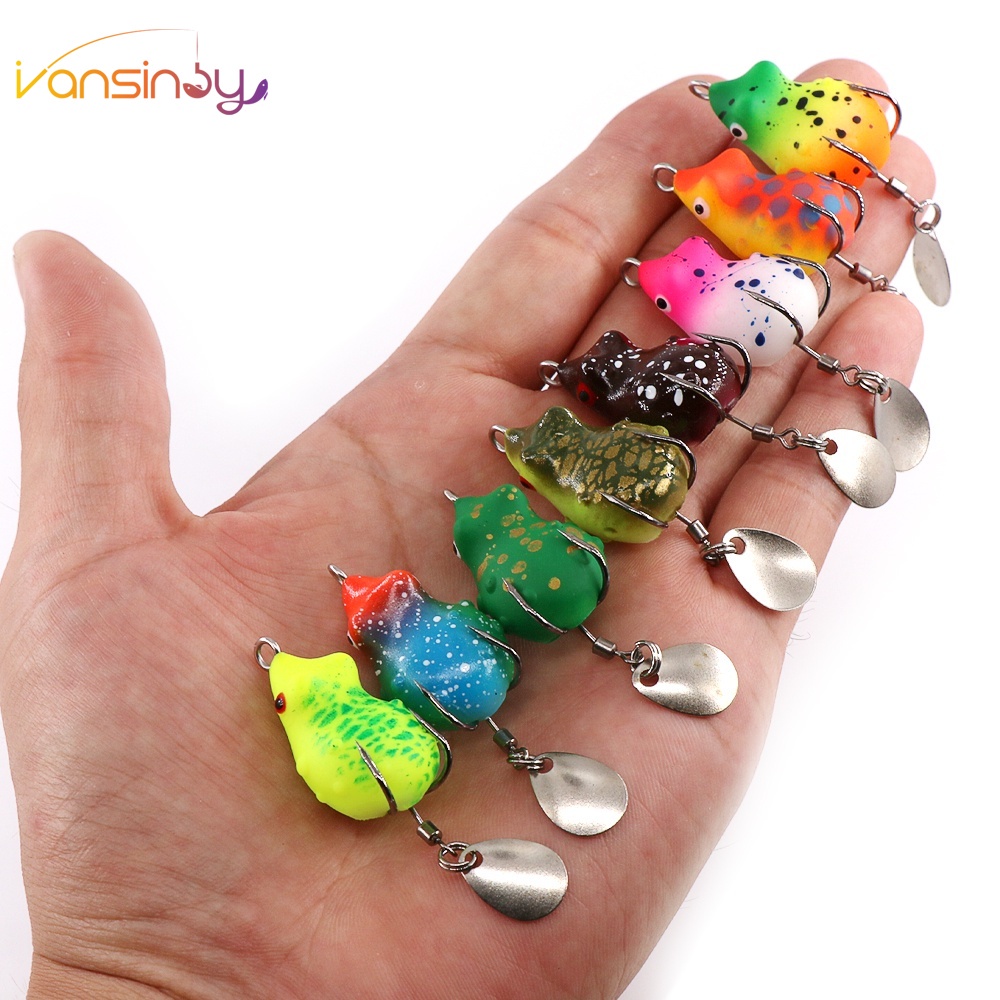 Umpan Casting 3cm/4g Soft Frog Lure Umpan Katak Casting Umpan Pancing Floating Bait 3D Eyes soft frog killer Top Water Fishing Lure With Sequins Umpan Ikan