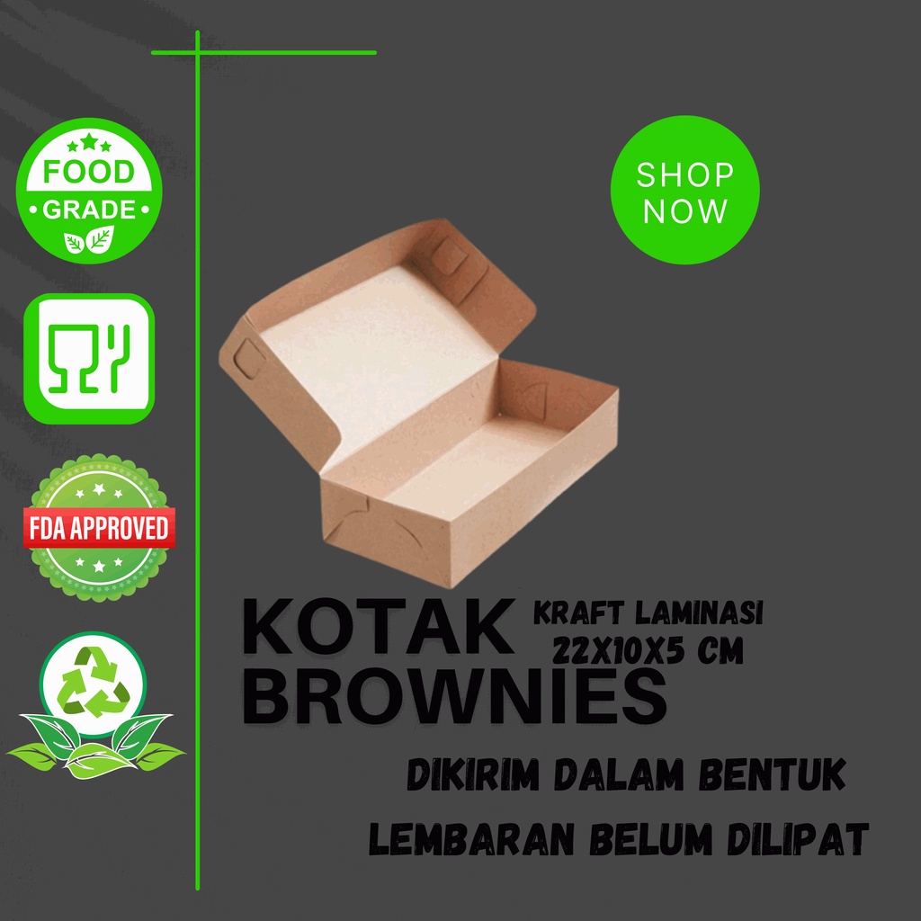 Jual Kotak Brownies, Kotak Brownis, Kotak Kue Kertas - Kraft Laminasi ...