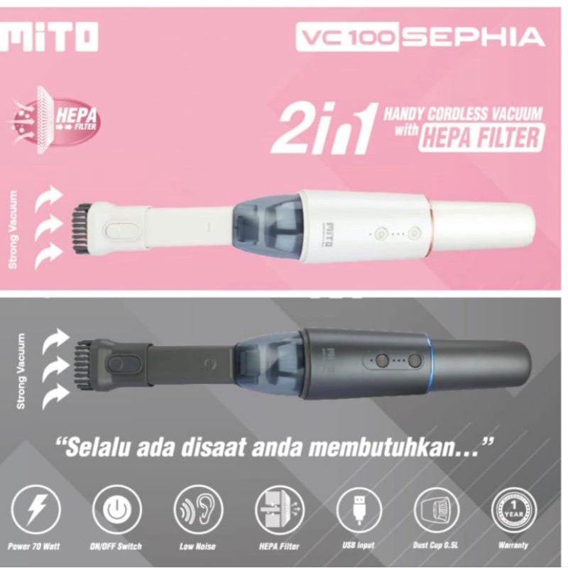 MITO VC 100 VACUUM VACUM CLEANER MITO VC100 sephia Penyedot Debu HEPA FILTER