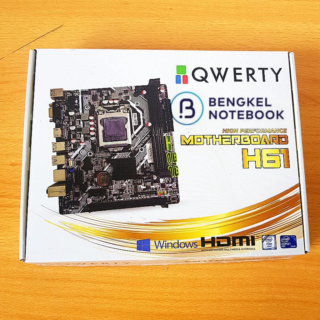 Motherboard PC Qwerty H61 Chipset Intel LGA1155 DDR3 Gigabit LAN Speed