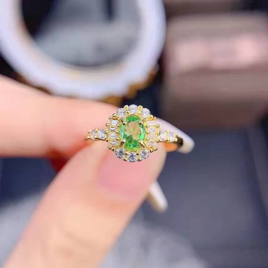 Goldkingdom Perhiasan Fashion Emas Asli Kadar 375 Bangkok Aksesoris Ready Stock Gilt Olive Green Ring Micro Diamond Ring Untuk Pertunangan Dan Nikah Dengan Wanita