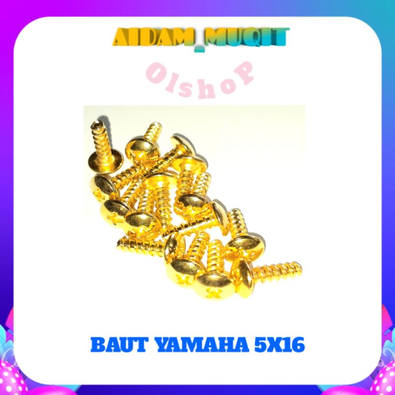 20 PCS BAUT ONLY GOLD BAUT BODY YAMAHA MIO XRIDE JUPITER NMAX BAUT SKERUP YAMAHA MATIC NON MATIC UKURAN M5x16