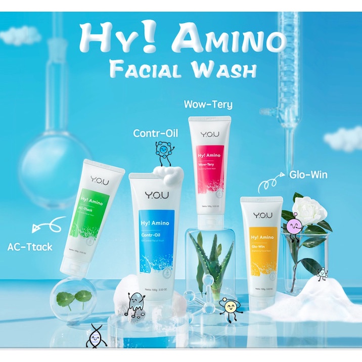 YOU Hy! Amino Facial Wash Sabun Cuci Muka - ALL VARIANT