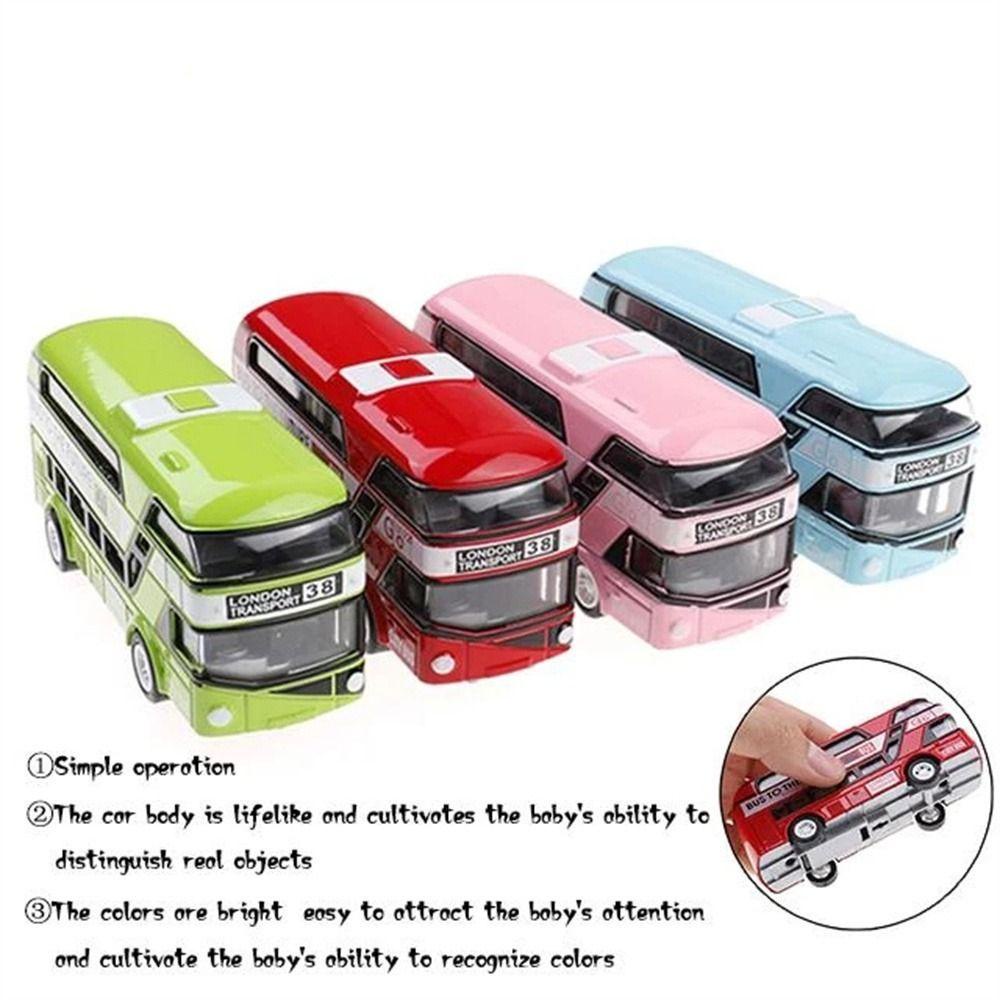 Needway   Diecast Cars Mainan 4roda Hadiah Untuk Anak Laki-Laki Set Kendaraan Mainan Kota Wisata Mobil Car Model Bis Kedip Dengan Musik Double Decker Bus