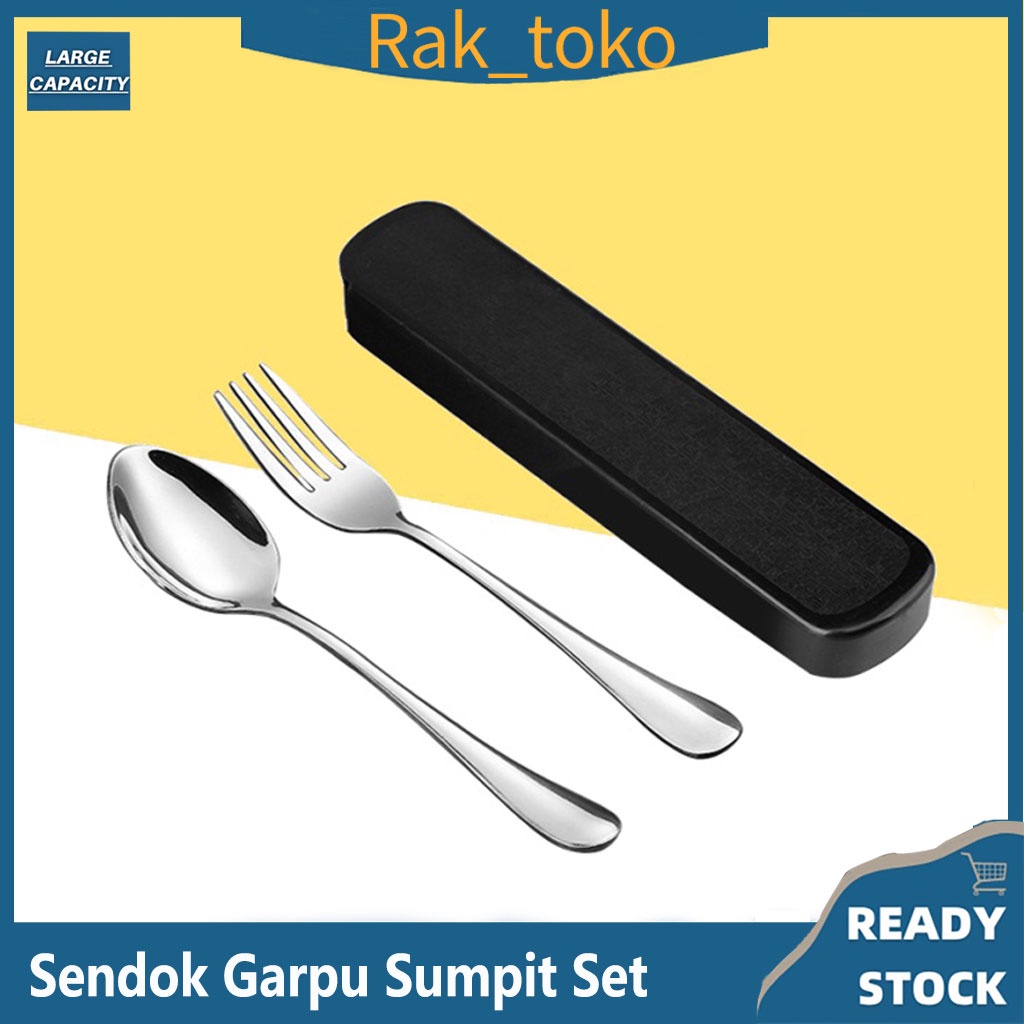 Sendok Garpu Sumpit set Stainless Steel 304 Tebal Food Grade BOX 2pcs/3pcs