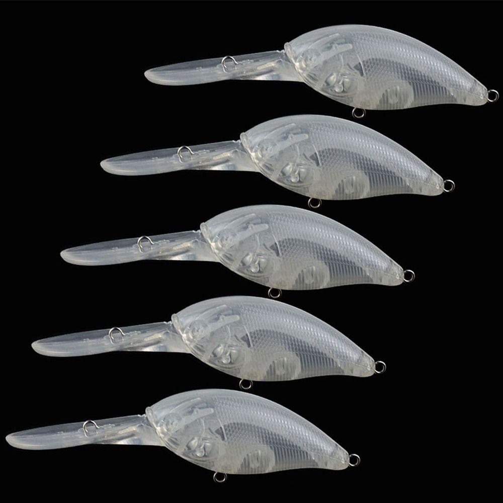 Preva 5pcs Umpan Embrio Body Portable Tackle Transparan Treble Hooks Crankbait