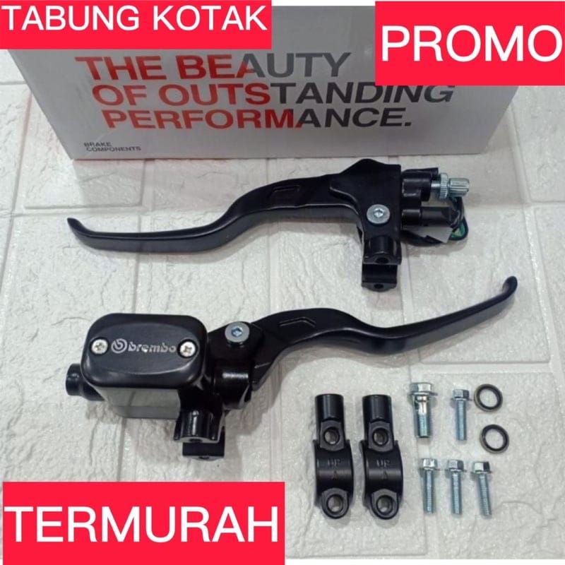 MASTER REM KOTAK 1 SET HANDLE KOPLING UNIVERSAL SEMUA MOTOR BISA PAKAI KIRI KANAN TABUNG PETAK BREMB