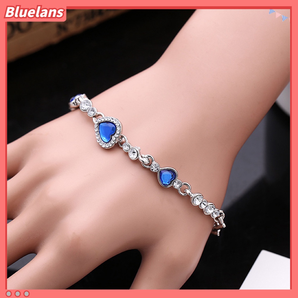 Bluelans Bracelet Rhinestone Stylish Alloy Heart Decoration Bracelet