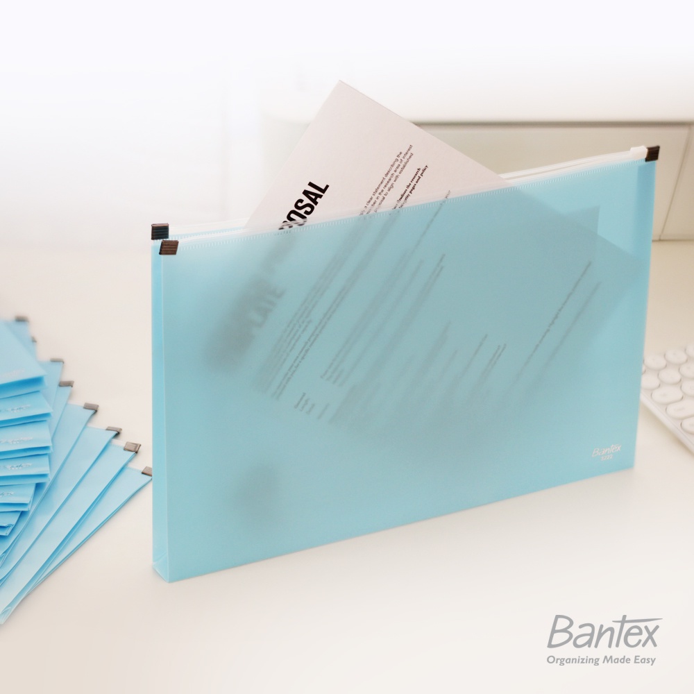 

Bantex Zipper Document Map Plastik Folder F4 Folio Sky Blue 3222 23G