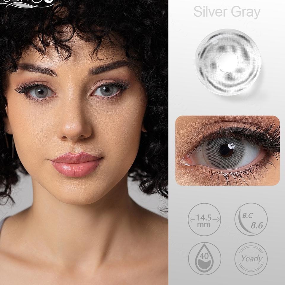 Stok Terbatas (COD)Freshgo Sepasang  lensa kontak berwarna diameter 14.2MM softlens grey soflen sopl