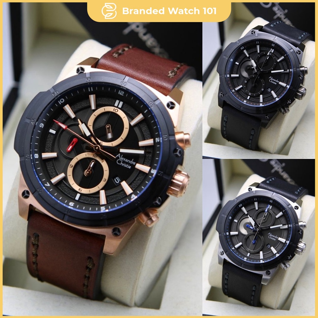 ORIGINAL Jam Tangan Pria Alexandre Christie AC 6587 / AC6587 / 6587 Garansi Resmi 1 Tahun, Leather