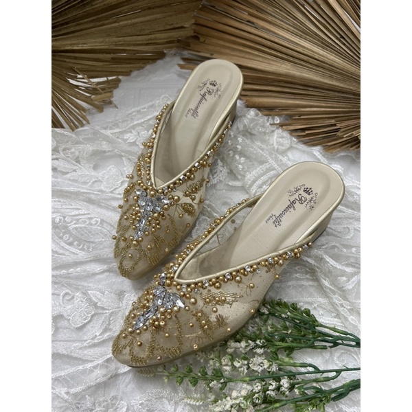 sepatu wanita alena gold 5cm tahu