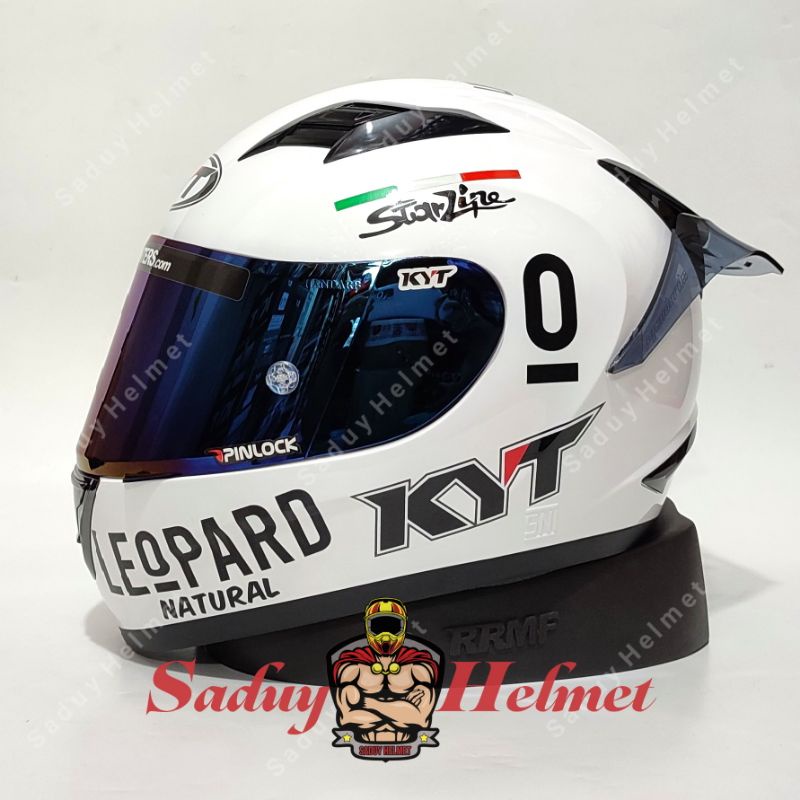 HELM KYT R10 WHITE / PUTIH - MODIF PAKET GANTENG LEOPARD