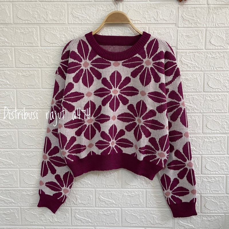 Sweater Rajut Bunga Wanita - Premium Cardigan - Cardigan Urban Flower Miya