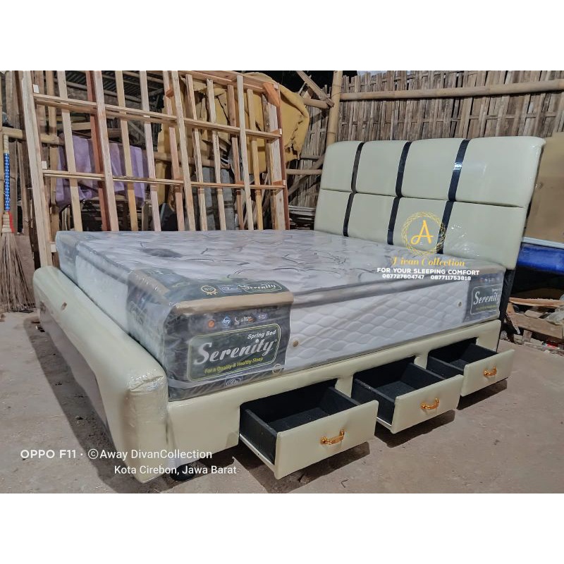 Dipan laci/dipan laci 3/dipan sandaran/dipan murah/tempat tidur dipan/rangka kasur