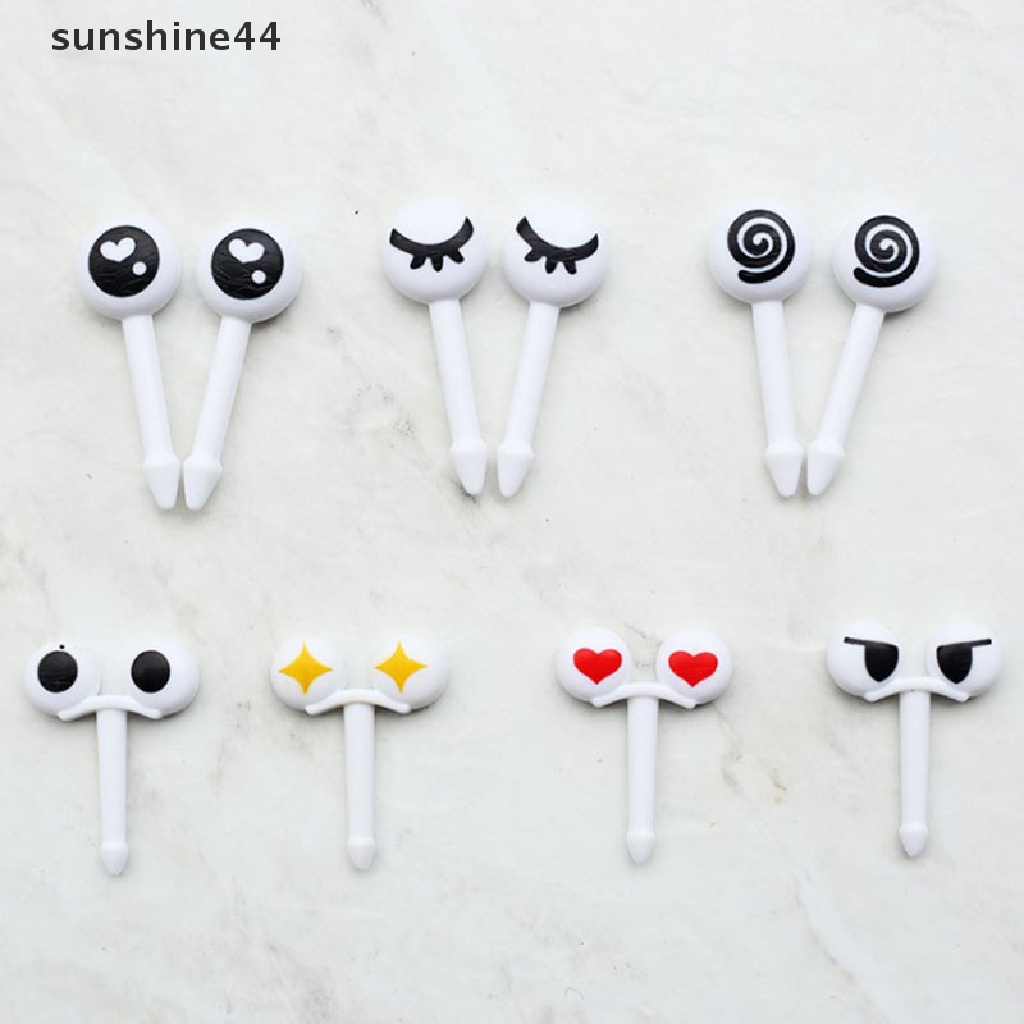 Sunshine 10Pcs / Set Tusuk Sate Mini Bentuk Mata Kartun Lucu Untuk Kotak Bekal Bento