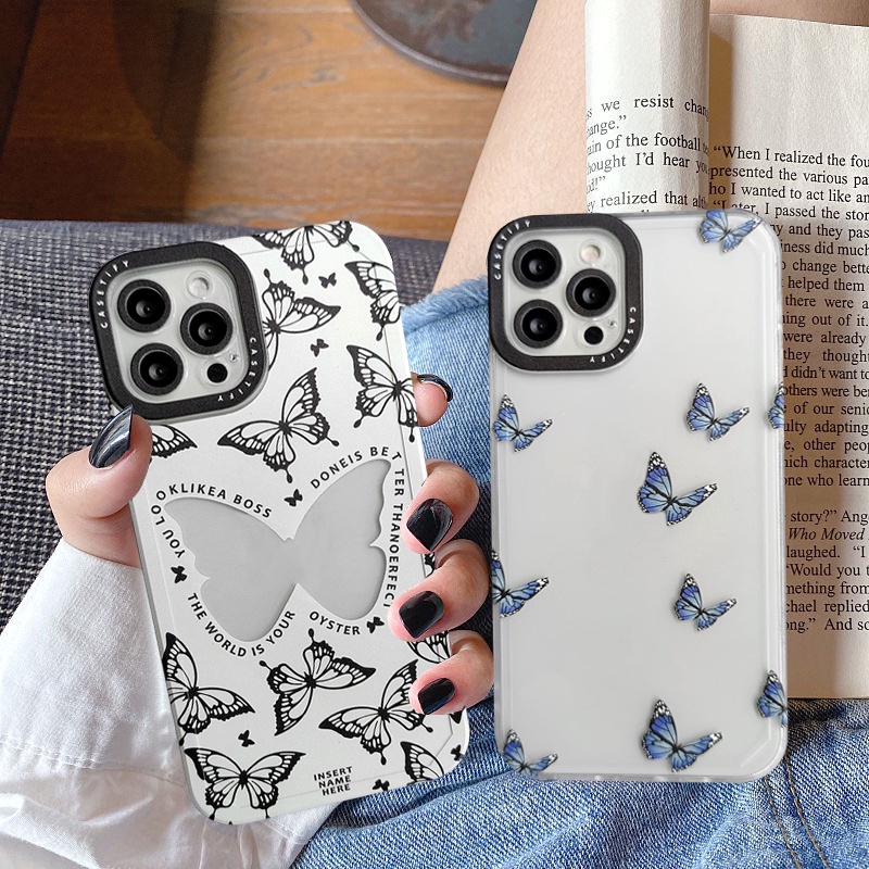 Butterfly Soft Case Tpu Transparan Motif Kupu-Kupu Untuk iPhone 7 8 6 6s plus X XR XS max 11 12 13 pro max SE 2020