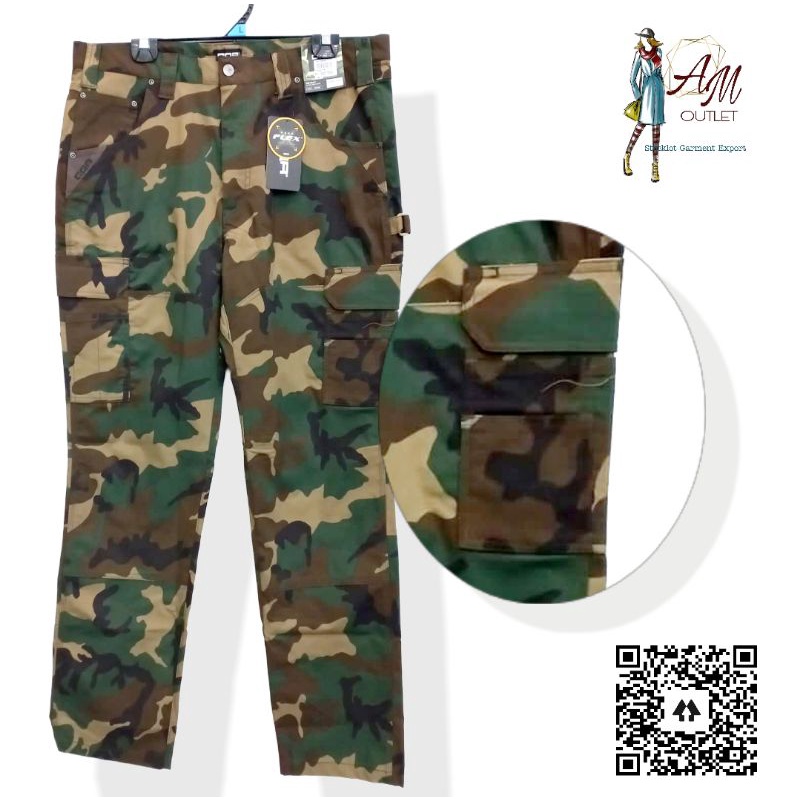Celana Cargo Cowo Cowok Pria Loreng Army CQR