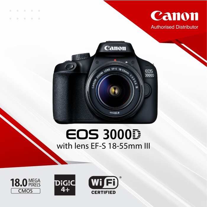 Jual Canon Digital Camera EOS 3000D with lens 18-55mm DC III Black Shopee  Indonesia