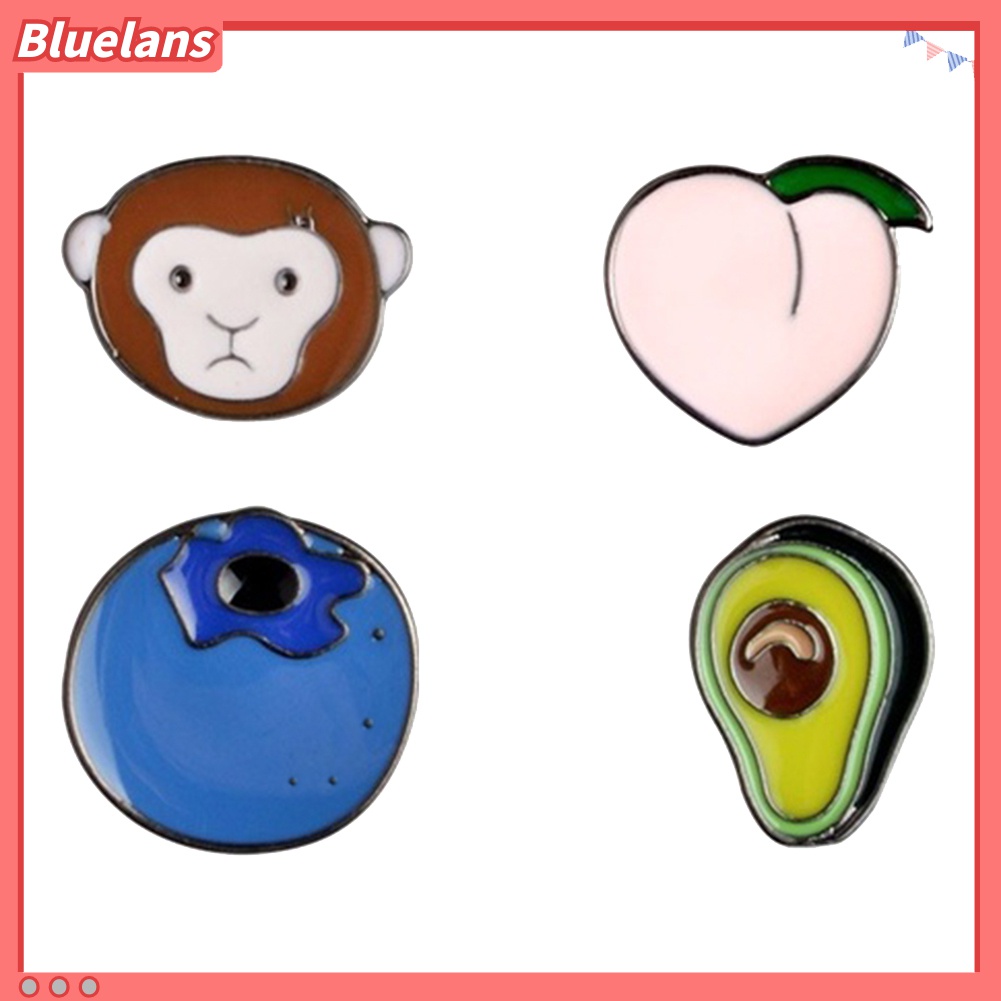 Bros Pin Enamel Desain Kartun Hewan Blueberry Peach Untuk Unisex