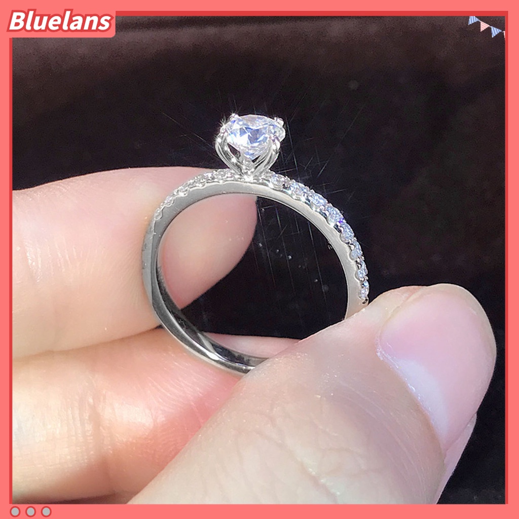 Cincin Jari Electroplated Bentuk Bulat Aksen Berlian Imitasi Untuk Wanita