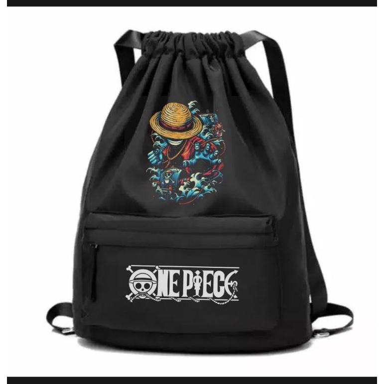 tas anime model serut one piece luffy bahan taslan