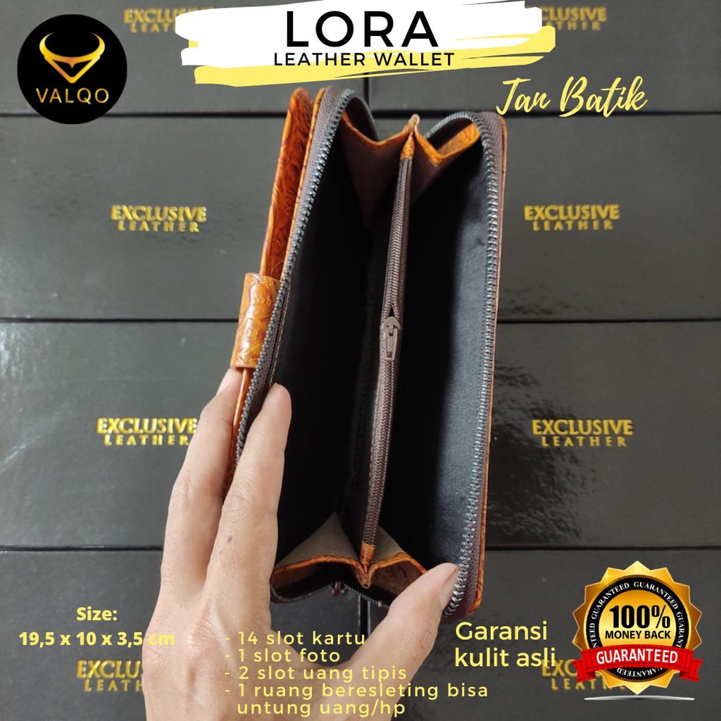 [VALQO] LORA Dompet Wanita Kulit Sapi Bisa untuk Dompet HP 6,7 inch