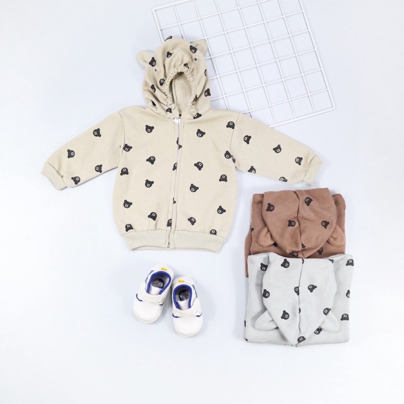 Jaket Bayi Bahan Sweater Mantel Bayi Hangat Kupluk Kuping Anak