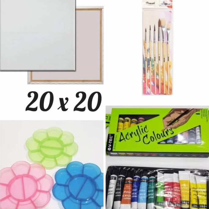 

[COD] Paket Lukis Kanvas (kanvas 20x20+kuas+palet+cat akrilik) TERPERCAYA Kode 272