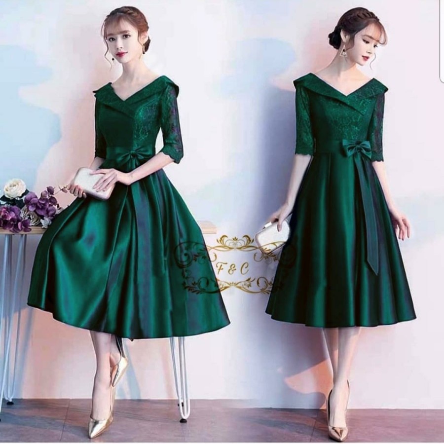 Dress Kondangan Wedding Dress Casual Midi Mini Remaja Kekinian 2022 Aestetik Brukat Korea Wanita Ter
