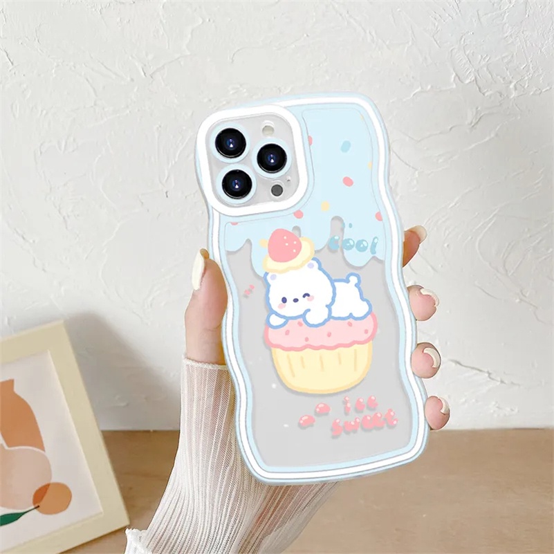 Casing Soft Case Karet Tebal Motif Kartun Beruang Untuk iPhone 14 13 12 11 Pro Max X Xr Xs Max 8 7 6 6s Plus