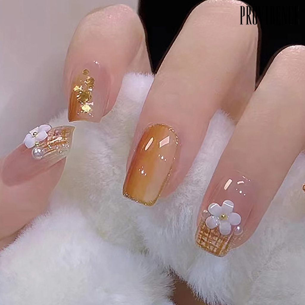 24pcs Kuku Palsu Warna caramel Nigga Untuk manicure