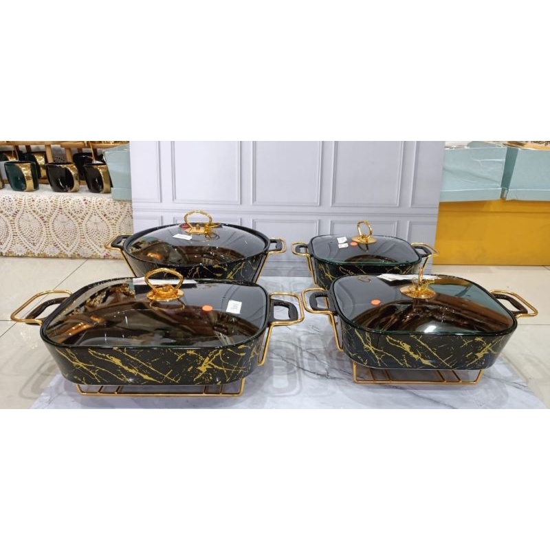 prasmanan jumbo keramik wadah saji motif marbel FREE PAKING KAYU