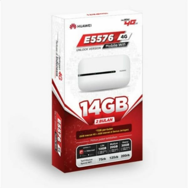 Modem Mifi Wifi Router 4G Huawei E5576 Bonus Telkomsel 14Gb