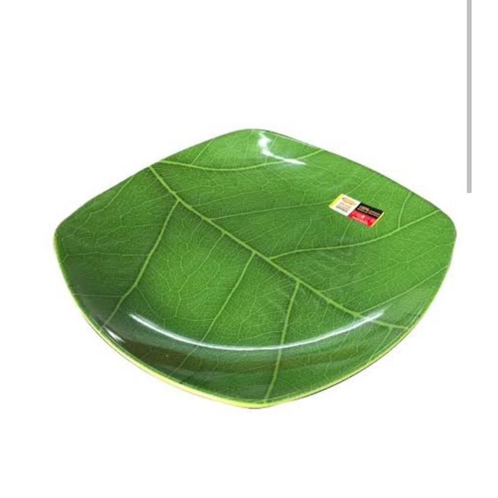 183 - PIRING MELAMIN DAUN HIJAU PIRING SAJI MELAMIN PIRING MAKAN MELAMIN MOTIF DAUN