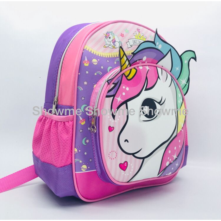 SHOWME TAS TROLI DORONG ANAK  SEKOLAH  TK - PLAY GROUP PEREMPUAN UNICORN MAGIC FUCHSIA CUTE TIMBUL BAHAN PREMIUM