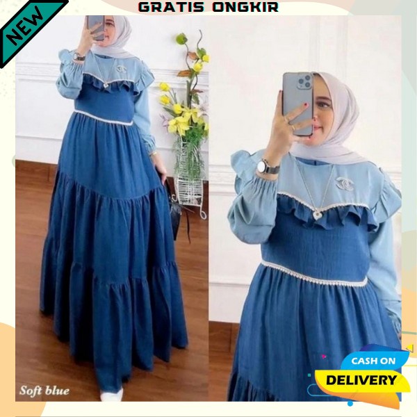 Baju Gamis Elegan Wanita Casual Import Premium Jumbo Gsmis Cewek Model Terbaru Terbaru 2023 Pesta Ko