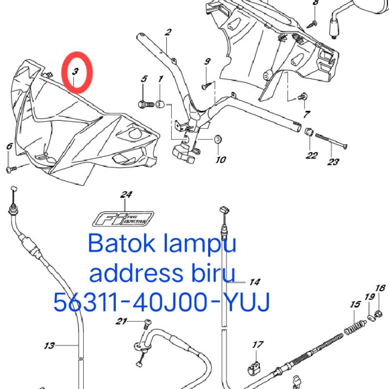 Batok cover lampu depan addres biru ori SGP 56311-40J00-YUJ