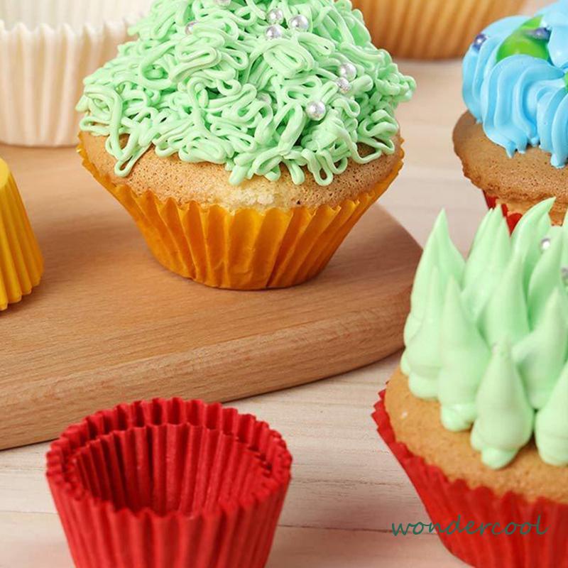 100 Pcs Muffin Warna-warni Cupcake Kertas Cangkir Kue Kotak Kue Cup Case Cup Cake Kertas Kue-Won