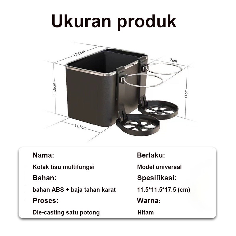 Kotak Tisu / Cup Holder / Handphone / Minuman Multifungsi Untuk Konsol Tengah Mobil PROMO SEN