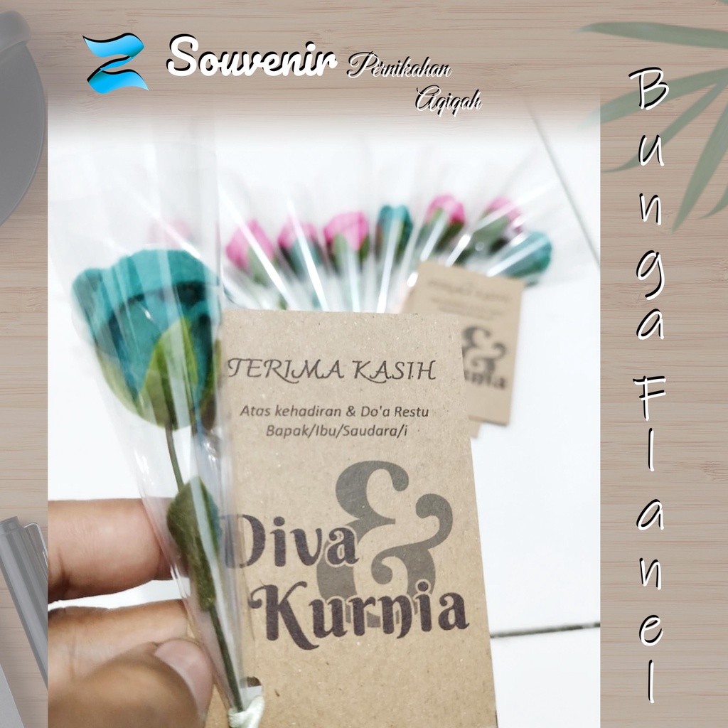 SOUVENIR PERNIKAHAN BUNGA FLANEL KARTU UCAPAN SOUVENIR - UCAPAN TERIMAKASIH SOUVENIR CUSTOM